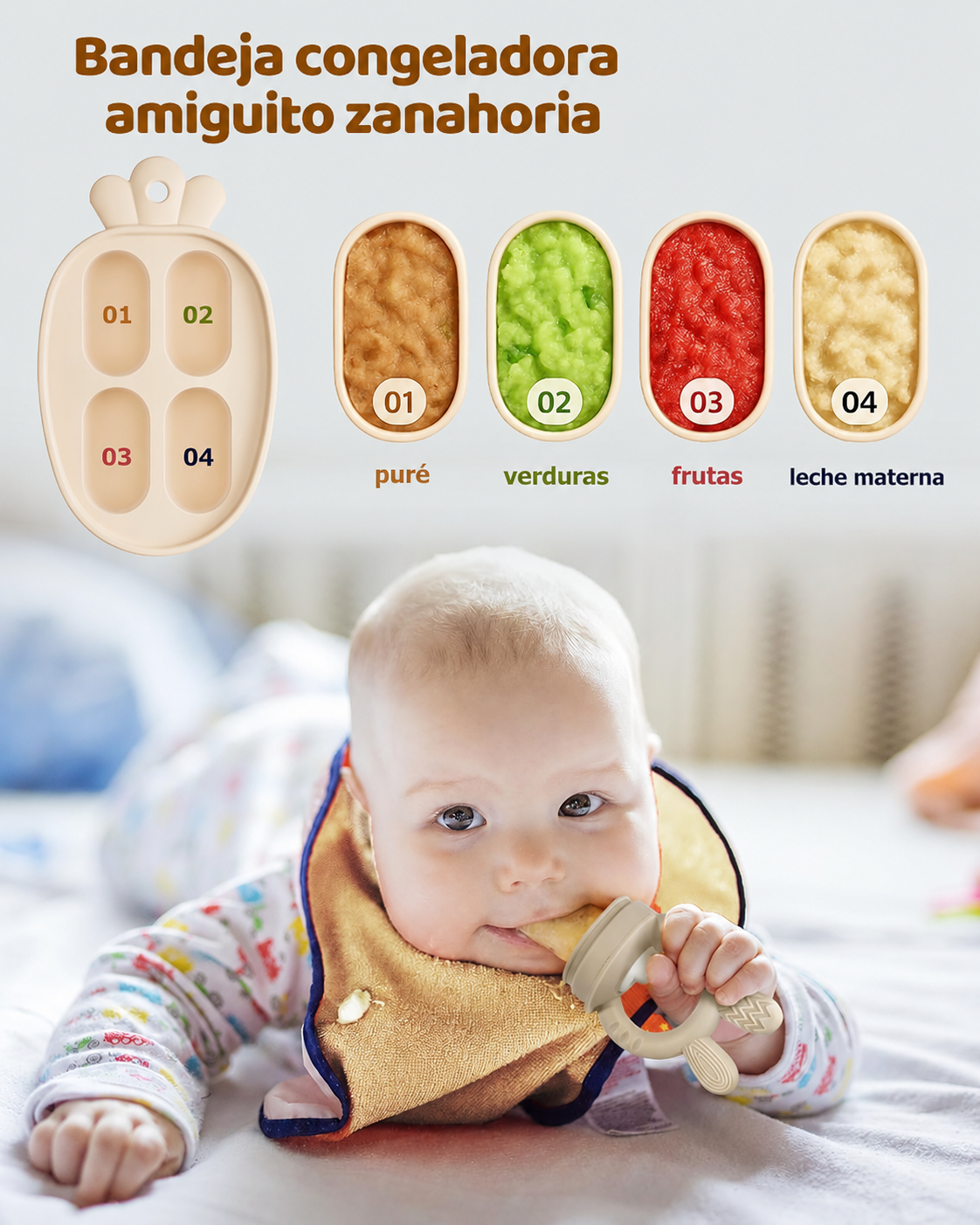 Set x2 Alimentadores de Frutas para Bebé con Bandeja Congeladora