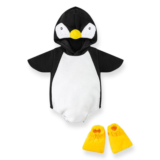 Disfraz de Pingüino para Bebé con Mameluco, Capucha y Zapatos