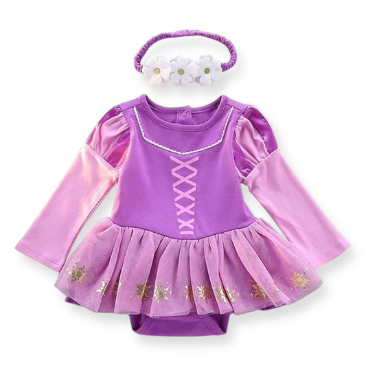 Disfraz Mameluco y Diadema de Rapunzel Princesa Clásica
