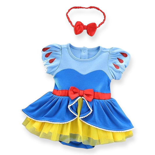 Disfraz Mameluco y Diadema de Blancanieves Princesa Clásica