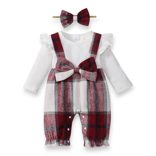 Set Navideño Clara Mameluco, Overol y Diadema