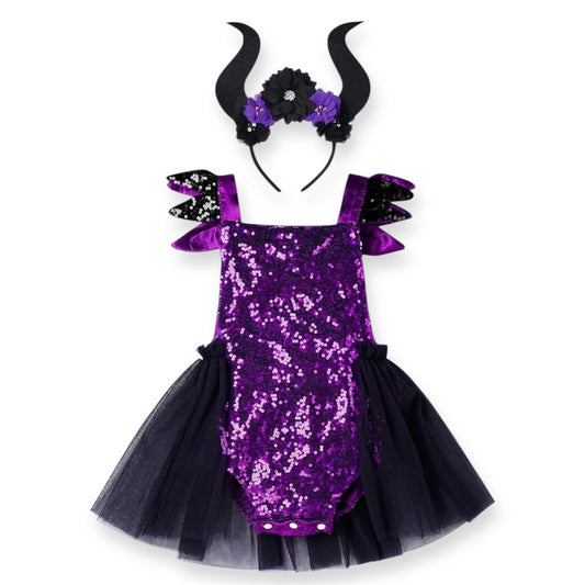 Disfraz de Maléfica para Bebé Niña – Vestido Tutú y Diadema
