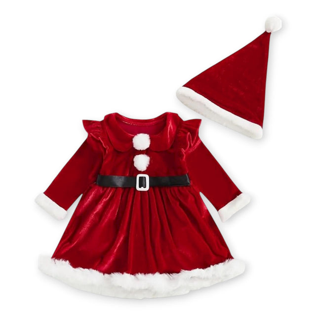 Traje Vestido de Navidad de Mamá Noel con Gorro