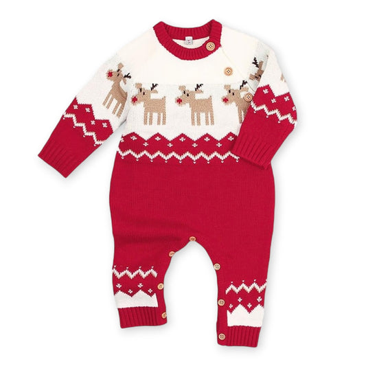 Mameluco Navideño con Diseño de Reno para Bebé