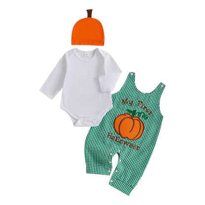 Set Mameluco + Overol + Gorro My First Halloween