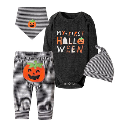 Set Mameluco + Pantalón + Gorro + Pañoleta Halloween