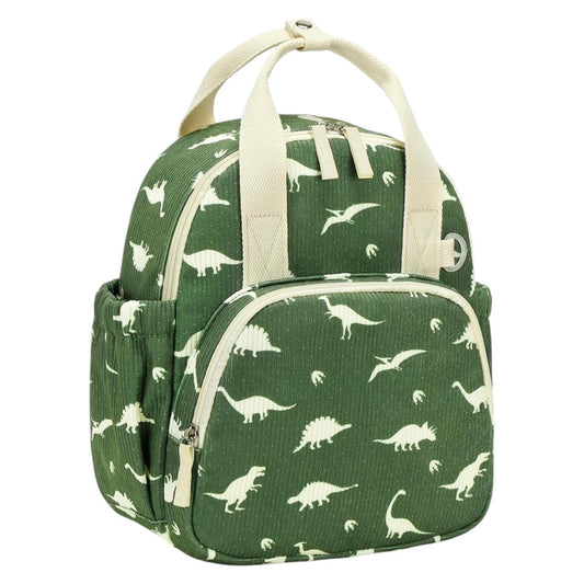 Morral Infantil en Pana - Dinosaurios Verde (con Portanombre)