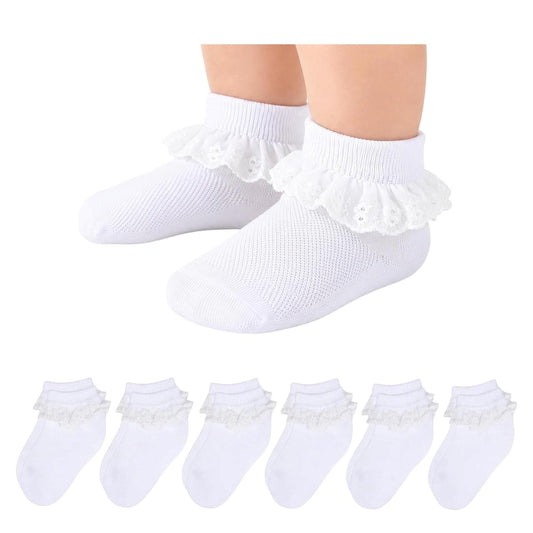 Set x6 Medias con Encaje - Blanco