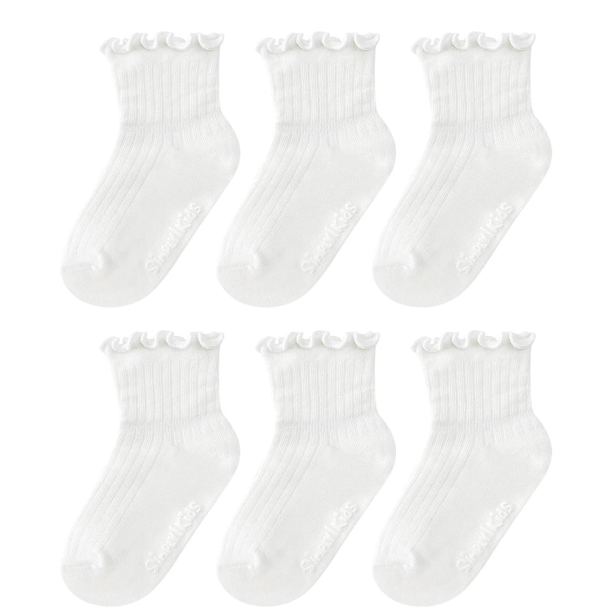 Set x6 Medias con Volante Antideslizantes – Blanco