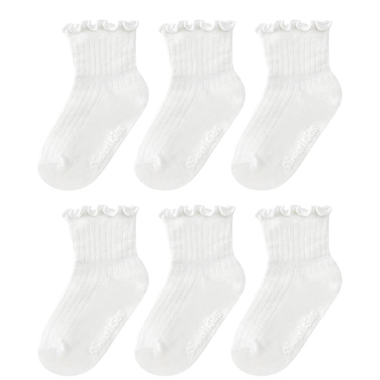 Set x6 Medias con Volante Antideslizantes – Blanco