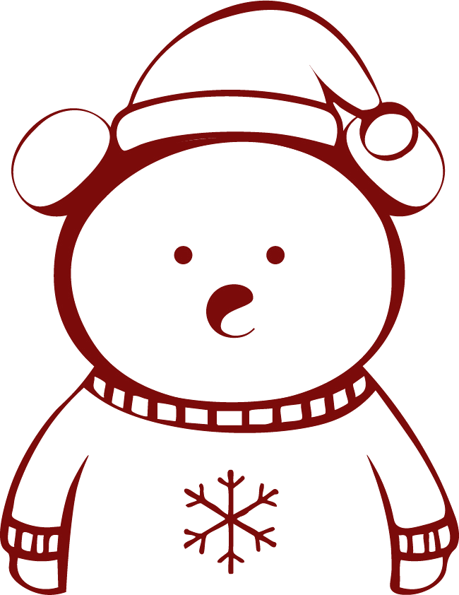 Osito Lulubu con gorro y suéter de Navidad