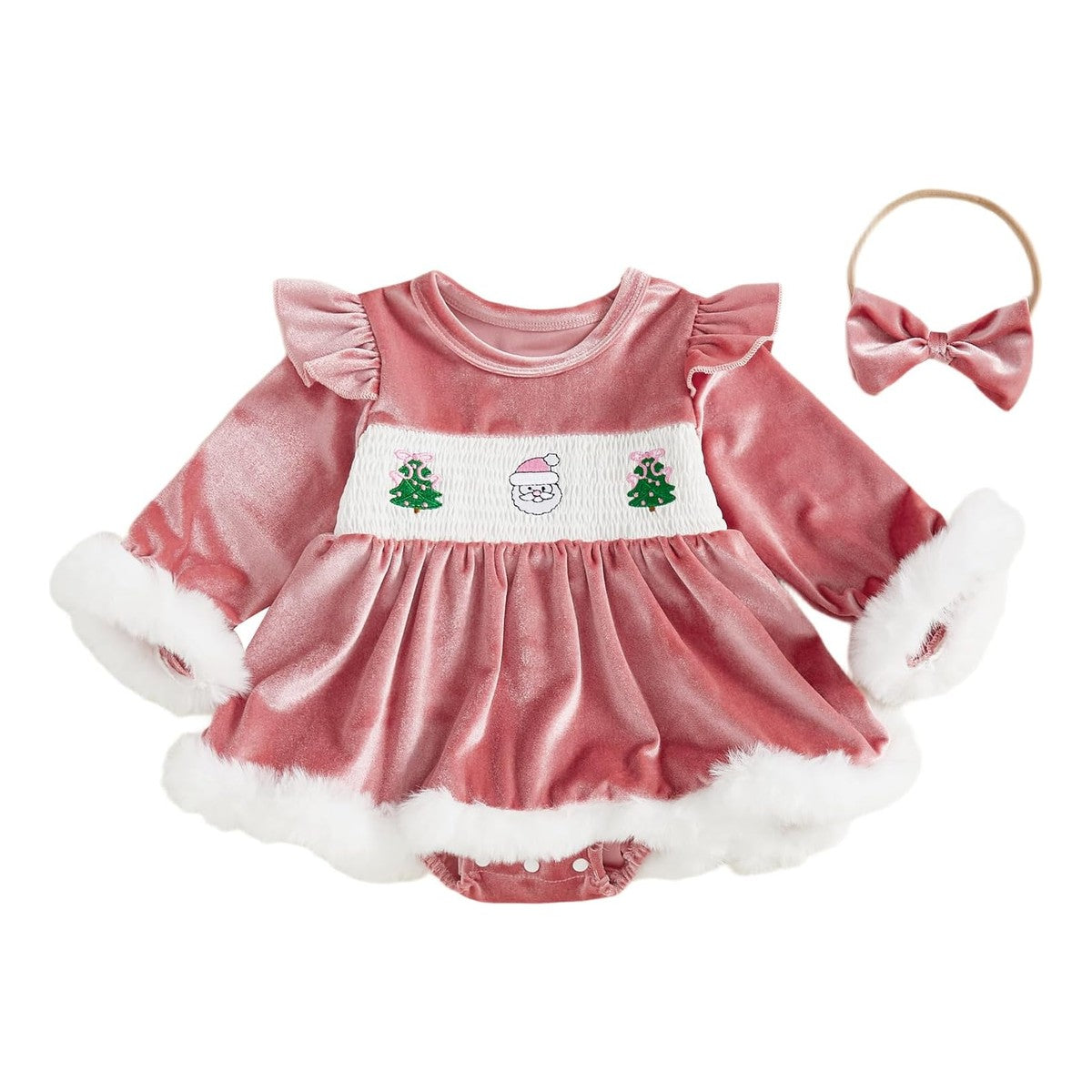Mameluco Vestido Ximena de Terciopelo - Rosa