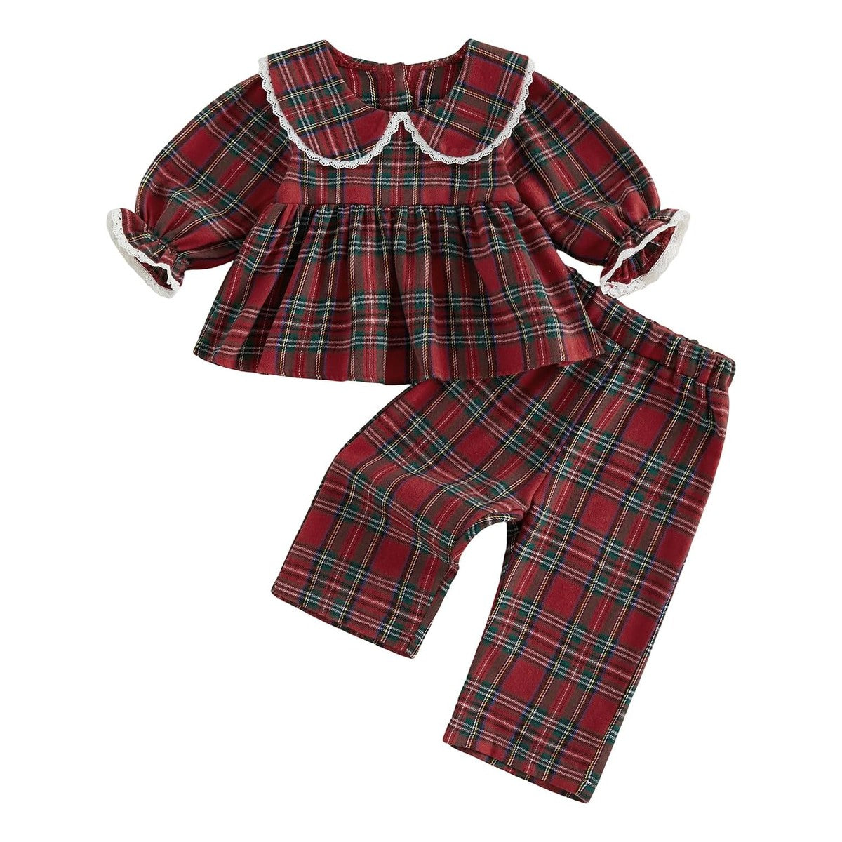 Set Blusa & Pantalón Violeta - Cuadros Rojos