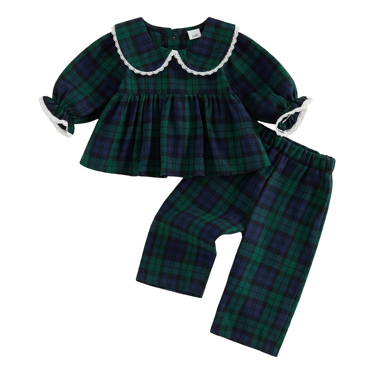 Set Blusa & Pantalón Violeta - Cuadros Verdes