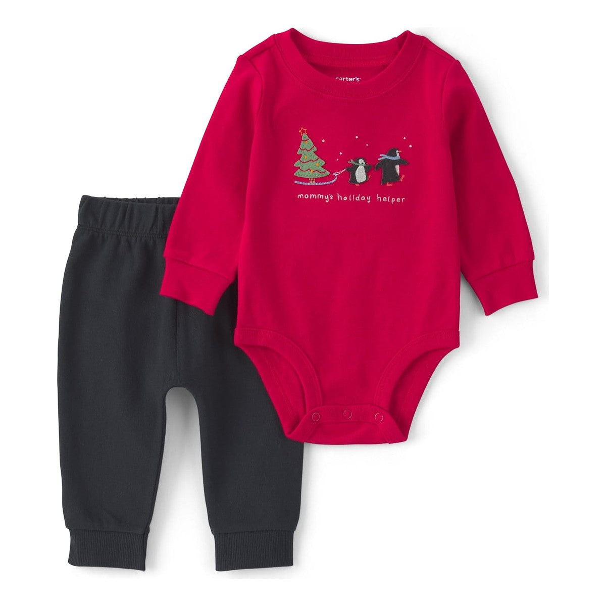 Set Body & Pantalón Navideño Mateo - Pingüino Rojo